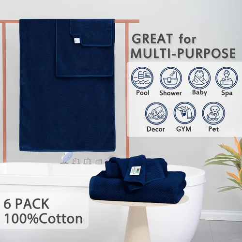 Miniatura 275 de VOOVA & MOVAS Toallas de mano blancas - 100% algodón Ligeras Gruesas Secado rápido Suaves Absorbentes, paquete de 4 piezas grandes de 18