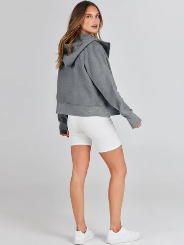 Miniatura 6 de ANRABESS Sudaderas con capucha recortadas con cremallera para mujer, sudaderas de forro polar con cremallera, suéteres con capucha, suéteres 2024