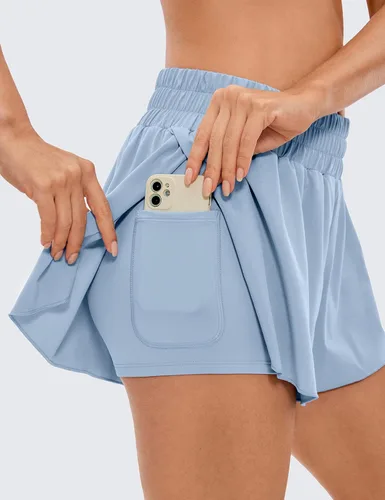 Miniatura 20 de CRZ YOGA Pantalones cortos de correr 2 en 1 para mujer, cintura alta, secado rápido, para atletismo, gimnasio, descanso, entrenamiento, lindas