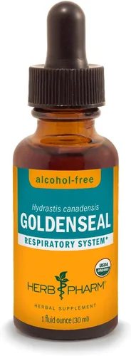 Herb Pharm Extracto líquido de sello dorado orgánico certificado para apoyo del sistema respiratorio, glicerita sin alcohol, 1 onza