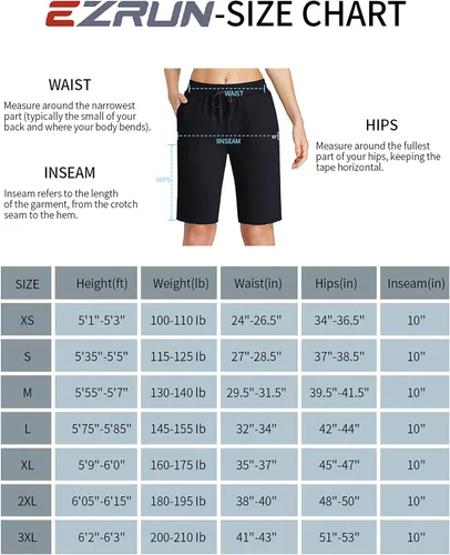 Miniatura 6 de EZRUN - Bermudas para mujer, para entrenar en el gimnasio, pantalones cortos veraniegos de algodón con bolsillos profundos para mujer