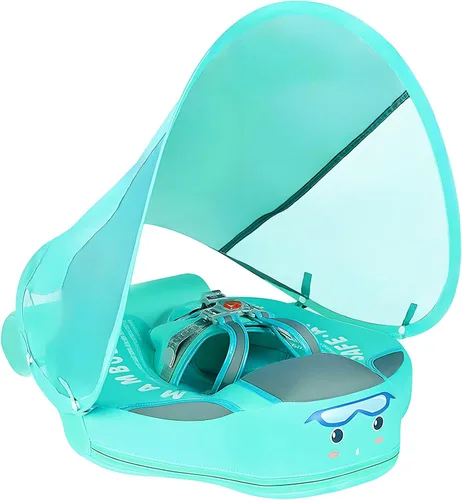 Miniatura 15 de Mambobaby - Flotador de piscina para bebé no inflable con cola y toldo, protección solar UPF 50+, sin volteo, flotador de natación para bebé