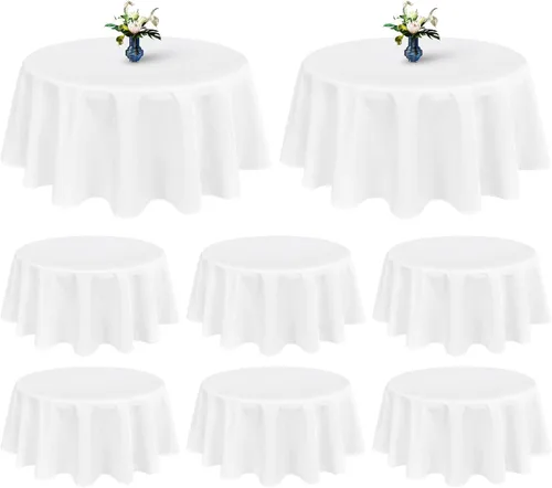 Miniatura 25 de Showgeous Paquete de 4 manteles rectangulares de poliéster de 60 x 102 pulgadas, resistentes a las arrugas, lavables, para bodas, mesas de comedor