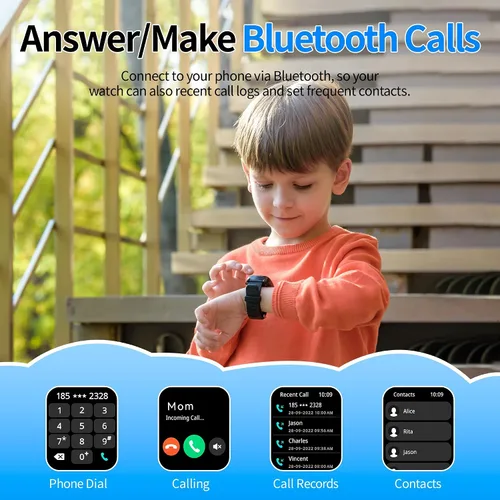 Miniatura 2 de EZON Reloj inteligente para niños y niñas, reloj HD de 1.83 pulgadas con función de llamada, juegos, podómetro, frecuencia cardíaca, SpO2, monitor