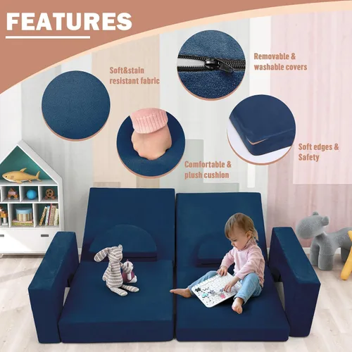Miniatura 5 de Betterhood Sofá modular para niños, 10 piezas, sofá modular para niños, muebles imaginativos para niños creativos, muebles de dormitorio de niños