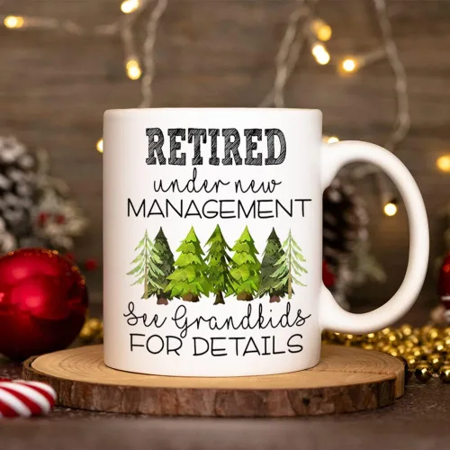 Miniatura 3 de Fatbaby Regalos de jubilación para hombres, jubilados bajo nueva gestión, taza de café con texto en inglés "See Grandkids For Details", taza de café