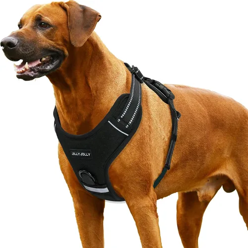 Miniatura 6 de Arnés para perros grandes, antitirones, arnés reflectante giratorio de 90° con mango plegable, chaleco acolchado suave ajustable para perro, chaleco