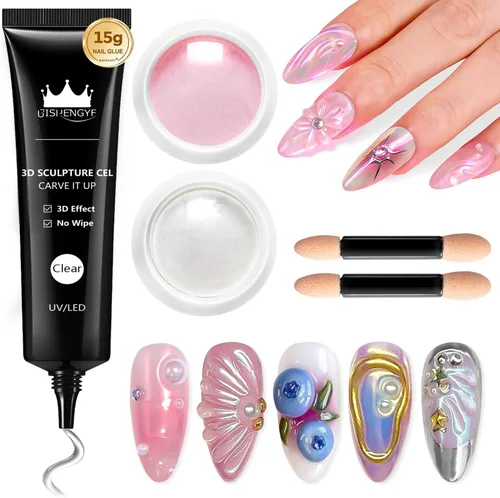 Miniatura 13 de Polvo para Uñas Cromado BISHENGYF -【Efecto de Hadas】Polvo Cromado Dorado para Uñas Aurora Sirena Perla Blanca Rosa Cromado para Uñas, Pigmento