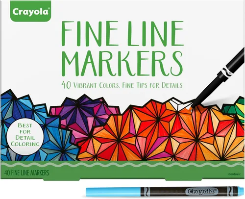 Crayola Marcadores de línea fina para adultos (40 unidades), juego de marcadores delgados para libros de colorear para adultos, relleno de calcetín