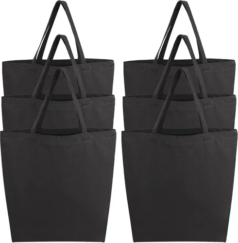 Miniatura 23 de Segarty Bolsa de lona pequeña, paquete de 6 bolsas de lona en blanco de 15 x 16 pulgadas para mujer, bolsa lisa reutilizable con algodón natural