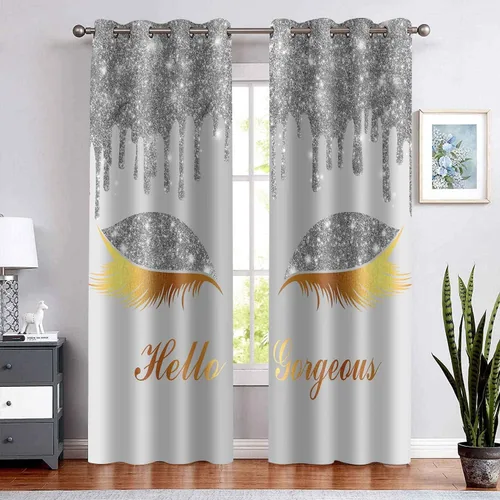 Miniatura 45 de Hello Gorgeous - Cortina de pestañas de unicornio, para oscurecer la habitación, con aislamiento térmico, con ojales, para decoración de dormitorio