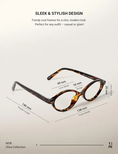 Miniatura 4 de TIJN Olisa Blue Light Blocking Glasses for Women Men,Oval Glasses Frame Bluelight Glasses for GamingComputerScreen