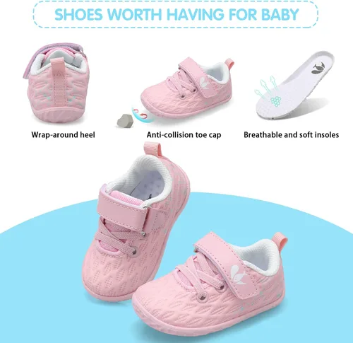 Miniatura 4 de FEETCITY Zapatillas de bebé para niños y niñas zapatos de primera caminata zapatos de cuna para recién nacidos zapatos de meter