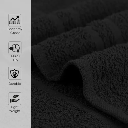 Miniatura 2 de Toallas de salón – Paquete de 50 toallas de mano negras 100% algodón Toalla de spa – 16x27 pulgadas Altamente absorbable Toallas faciales