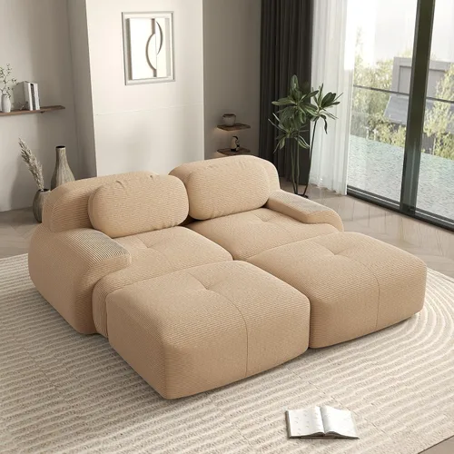 Miniatura 25 de Sofá biplaza moderno de 80 pulgadas para sala de estar, sofá de pana en forma de nube con asiento profundo, sofá modular negro, sofás de dos plazas