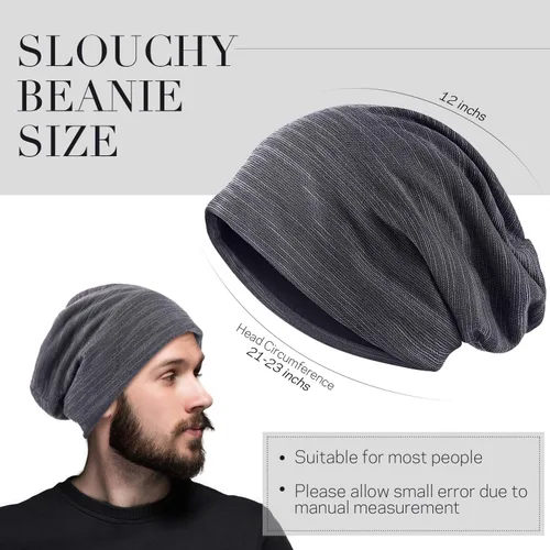Miniatura 7 de Gorro holgado de 4 piezas, gorro para dormir, gorro de dormir holgado de punto con calavera para hombres y mujeres