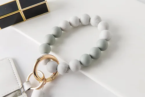 Miniatura 5 de Real Sic Pulsera de pulsera llavero billetera, soporte para tarjetas de crédito con cuentas de silicona, funda multifuncional de moda para tarjetas