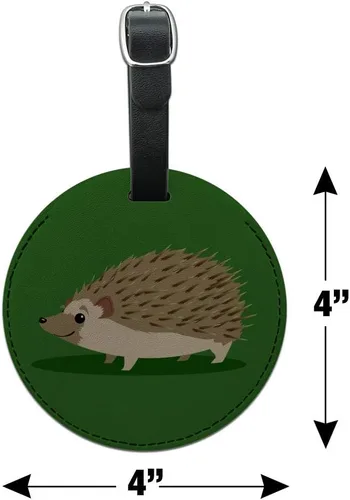Miniatura 6 de Erizo en cuero redondo verde para tarjeta de equipaje de mano con etiqueta de identificación
