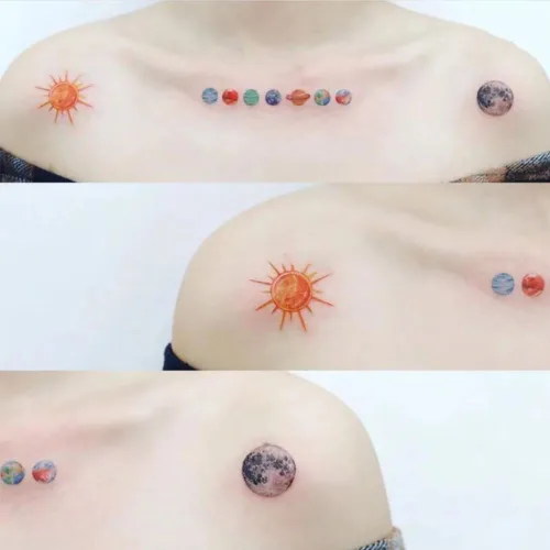 Miniatura 2 de Tatuaje temporal de cielo estrellado de fantasía, tatuajes temporales coloridos e impermeables, tatuajes falsos que se ven reales y duran mucho Azul
