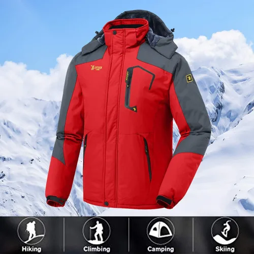 Miniatura 5 de JINSHI - Chaqueta de esquí para hombre, tejido polar, impermeable, rompevientos