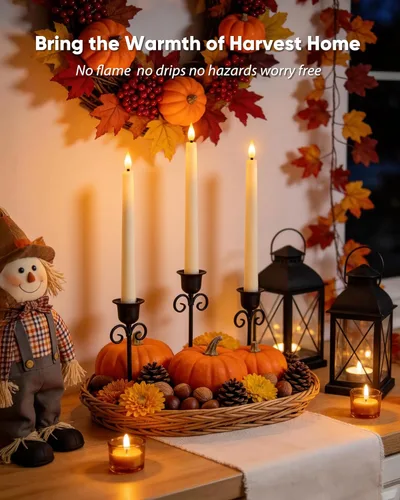 Miniatura 5 de Homemory 6 velas cónicas cerosas sin llama con control remoto, velas parpadeantes que funcionan con pilas, velas falsas LED altas para el hogar