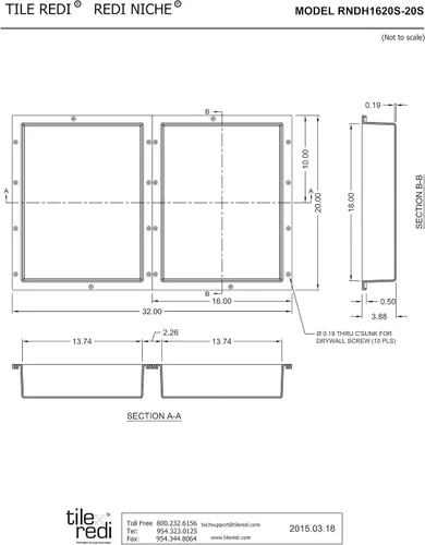 Miniatura 7 de Redi Niche - Estante de ducha empotrado doble nicho negro, dos estantes interiores, 32 pulgadas de ancho x 20 pulgadas de alto x 4 pulgadas