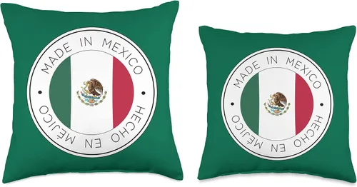 Miniatura 3 de Made In Mexico Almohada verde con bandera mexicana, 18 x 18 pulgadas, multicolor