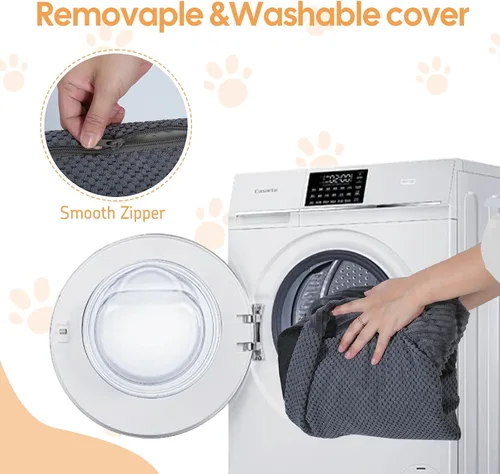 Miniatura 8 de Rampa para perros para cama, escaleras para perros de 16.5 pulgadas de alto para cama alta, escalones para mascotas 2 en 1 para perros pequeños, Gris