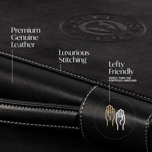 Miniatura 7 de Cartera profesional de cuero Carpeta con cremallera para entrevistas de negocios Organizador de 3 anillos para tabletas de hasta 13 pulgadas