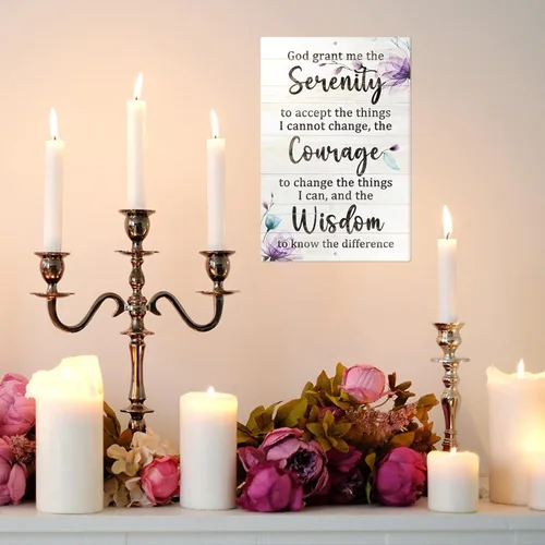 Miniatura 6 de Letrero de oración de serenidad de Putuo Decor, citas inspiradoras, arte de pared cristiano, regalo para mujeres, letrero de metal de 12x8 pulgadas