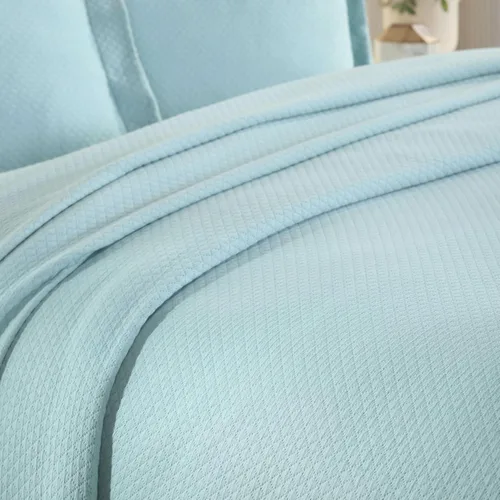 Miniatura 8 de Cubrecama doble Superior Diamond Solitaire de algodón de primera calidad Jacquard Matelassé con fundas de almohada a tono, color aguamarina Aqua