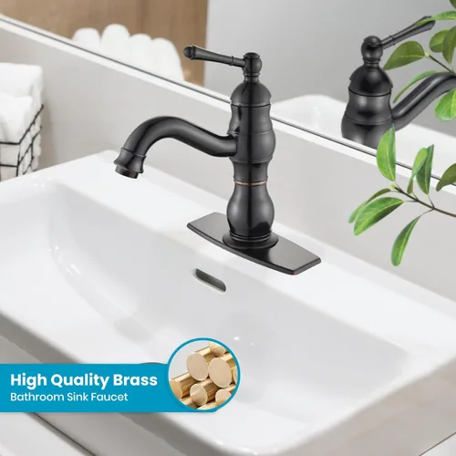 Miniatura 2 de gotonovo Grifo de lavabo de baño de 1 agujero con mango único, grifo de tocador de lavabo con caño giratorio de 360°, grifo mezclador de lavabo
