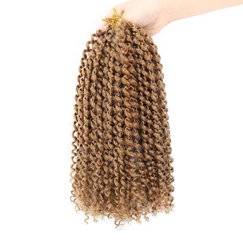 Miniatura 56 de Dansama - 7 paquetes de extensiones de cabello trenzado ondulado Passion Twist, extensiones de cabello de trenzas con ganchillo estilo mariposa, #1B