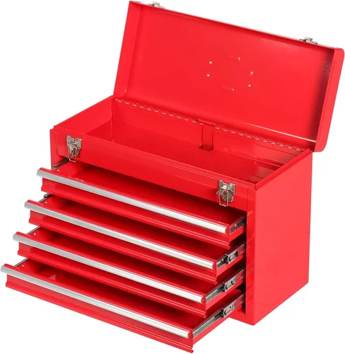 Caja de Herramientas Portátil de Acero con Cajones, Organizador de Almacenamiento Gabinete de 4 Cajones de 20.6", Caja de Herramientas de Metal con