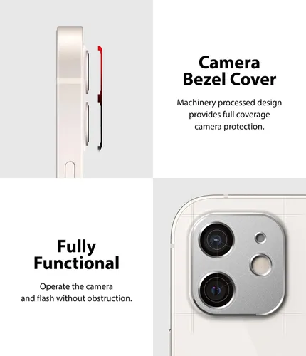 Miniatura 7 de Ringke Estilo de cámara compatible con iPhone 12 Mini protector de lente de cámara - Plata