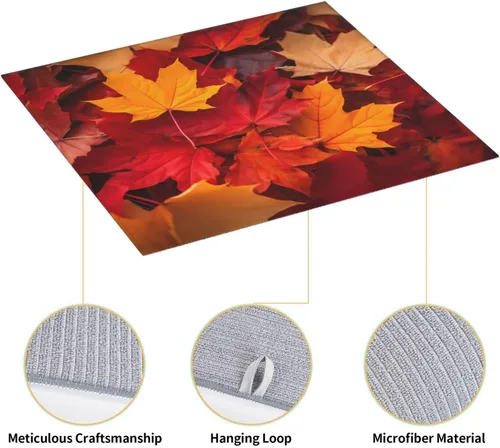 Miniatura 8 de Tapete de secado de platos de hojas de otoño para encimeras de 18 x 16 pulgadas, almohadilla protectora para escurridor de platos con lazo