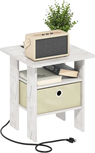 Miniatura 40 de Mesa de noche con cajón Furinno, Madera, Marrón oscuro/Negro