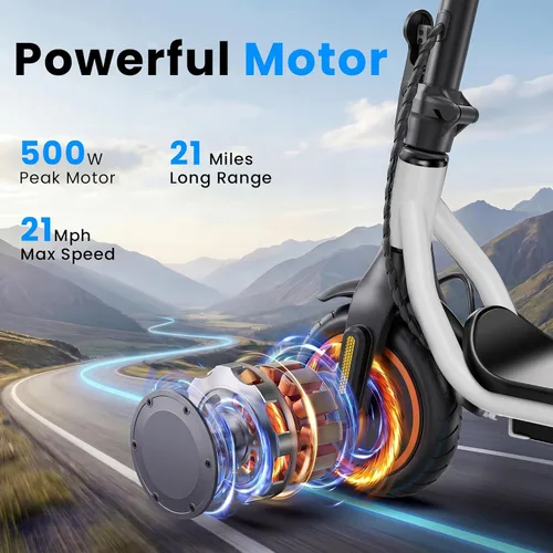 Miniatura 2 de Patinetes eléctricos – Scooter eléctrico para adultos, motor de 1200 W/1000 W/500 W, velocidad máxima de 28/25/21/18 MPH, neumáticos de 10