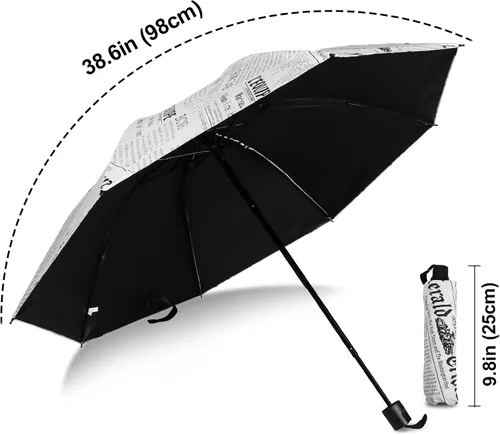 Miniatura 2 de YUEHUA Sombrilla pequeña compacta para lluvia resistente al viento paraguas negro portátil para lluvia paraguas plegable para automóvil paraguas