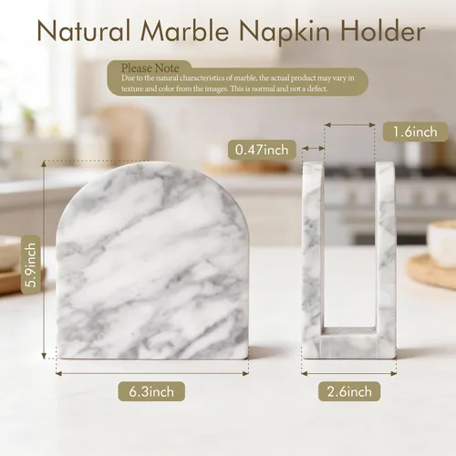 Miniatura 2 de Servilletero de mármol para mesa, servilleteros verticales con textura única de mármol, dispensador de servilletas de pie para cocina, comedor