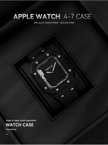 Miniatura 3 de Kit de modificación para iWatch Series 7 6 5 4 SE para Apple Watch Band Case de 1.732 in 1.772 in 1.654 in para Apple Watch Band de silicona + caja