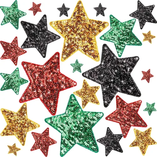 Miniatura 15 de Daifunli 24 Parches de Lentejuelas para Planchar de 4 Parches Decorativos Bordados Brillantes para Ropa, Bolsos, Chaquetas, Jeans, Sombreros