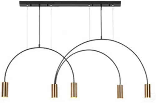 Miniatura 9 de Líneas geométricas nórdicas forma arqueada colgante de luz altura ajustable lámpara de metal iluminación negro oro moderno lámpara colgante