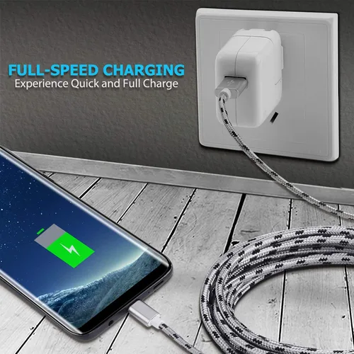 Miniatura 6 de 2 cables de carga, paquete de 2 cables USB tipo C de 15 pies, cable trenzado de carga rápida extralargo, cable de carga USB C-A para Samsung Galaxy
