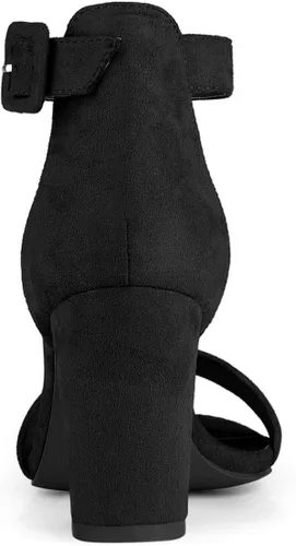 Miniatura 5 de Allegra K, Sandalias de correa de tobillo con hebilla de tacón grueso alto para mujer