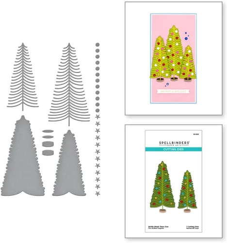Miniatura 4 de Spellbinders S5-585 - Brocha para botellas con diseño de árboles de la colección clásica de Navidad