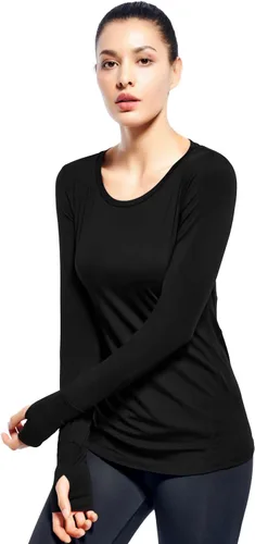 Miniatura 3 de Camisetas de yoga de manga larga para mujer con agujero para el pulgar