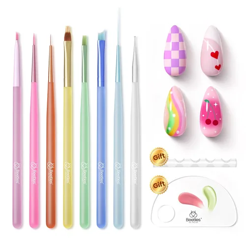 Miniatura 11 de Beetles Gel Polish Juego de 7 pinceles para arte de uñas, pinceles de diseño de uñas para esmalte de gel, manicura de salón de bricolaje
