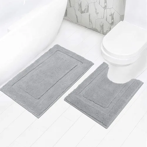 Miniatura 22 de SHACOS Juego de alfombras pequeñas de baño de 2 piezas con tapetes de baño en forma de U, tapetes de inodoro de 16x24 + 20x24 pulgadas, tapetes