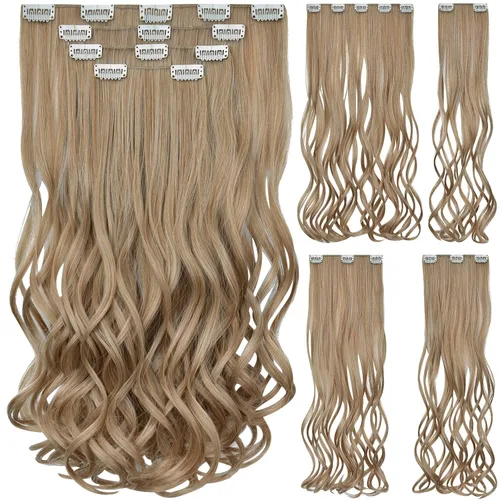 Miniatura 23 de SYXLCYGG Extensiones de cabello negro lacio, 4 piezas, extensiones de cabello con clip de 22 pulgadas, 5.5 onzas, pieza de cabello sintético